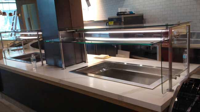 Sneeze Guard Installed for Corporate Kitchen