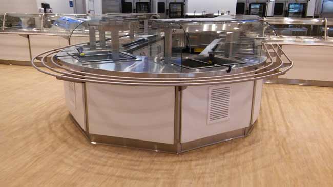 Sneeze Guards with Radius Glass for Large Self Serve Restaurant