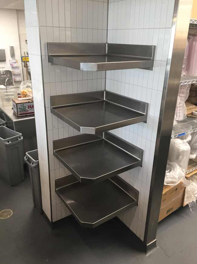 Custom stainless steel cantilever concealed bracket floating wall shelves