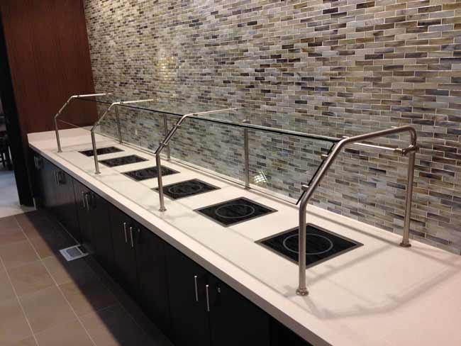 Stainless Steel Food Guard Installed for Breakfast Buffet